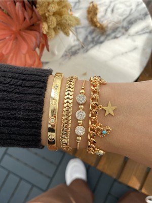 Jenny Daphne Kadın Altın Kaplama Bijuteri Bileklik Zirkon Taşlı 4 Lü Set