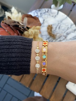 Jackferrero Kadın Altın Kaplama Bijuteri Bileklik Zirkon Taşlı 2 Li Set