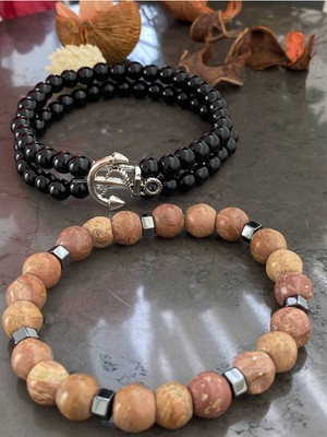 Jackferrero Gerçek Doğaltaş ve Çapa  Bileklik  Faturalı Renk Atmaz Garantili Hediye Paketli