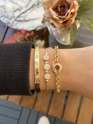 Jackferrero Kadın Altın Kaplama Bijuteri Bileklik Zirkon Taşlı 3 Lü Set