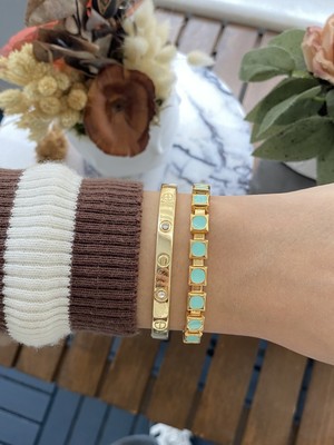 Jackferrero Kadın Altın Kaplama Faturalı Bileklik 2 Li Set