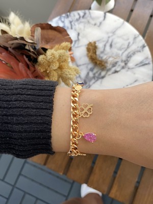 Jenny Daphne Kadın Altın Kaplama Bijuteri Bileklik Zirkon Taşlı 2 Li Set