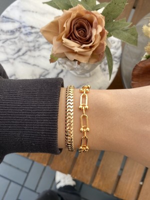 Jenny Daphne Kadın Altın Kaplama Bijuteri Bileklik Zirkon Taşlı 2 Li Set