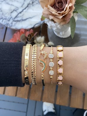 Jenny Daphne Kadın Altın Kaplama Bijuteri Bileklik Zirkon Taşlı 5 Li Set