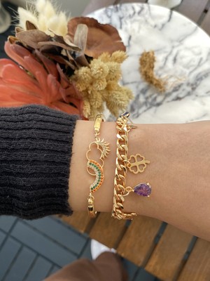 Jenny Daphne Kadın Altın Kaplama Bijuteri Bileklik Zirkon Taşlı 2 Li Set