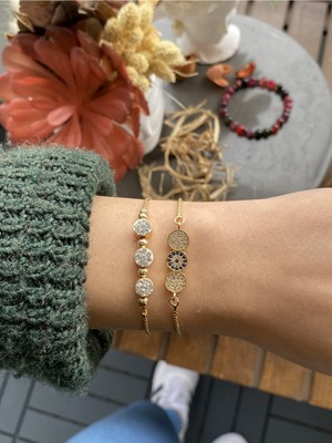 Jackferrero Kadın Altın Kaplama Bijuteri Bileklik Zirkon Taşlı 2 Li Set