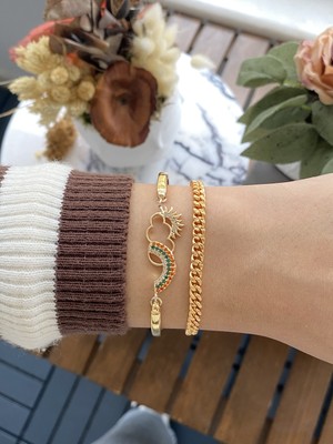 Jackferrero Kadın Altın Kaplama Faturalı Bileklik 2 Li Set