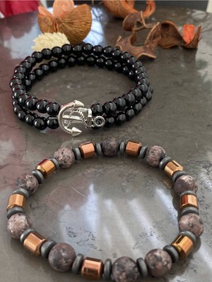 Jackferrero Gerçek Doğaltaş ve Çapa  Bileklik  Faturalı Renk Atmaz Garantili Hediye Paketli