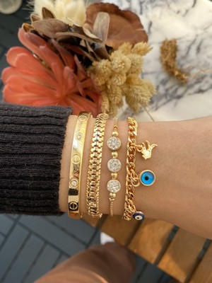 Jenny Daphne Kadın Altın Kaplama Bijuteri Bileklik Zirkon Taşlı 4 Lü Set
