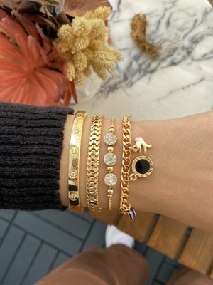 Jackferrero Kadın Altın Kaplama Bijuteri Bileklik Zirkon Taşlı 4 Lü Set