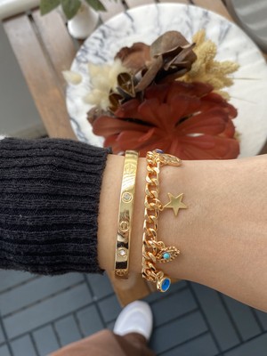 Jenny Daphne Kadın Altın Kaplama Bijuteri Bileklik Zirkon Taşlı 2 Li Set