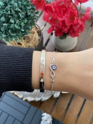 Jackferrero Kadın 2 Li Set Gerçek Gümüş Kaplama Renk Atmaz Zirkon Taşlı Faturalı Garantili Hediye Paketli