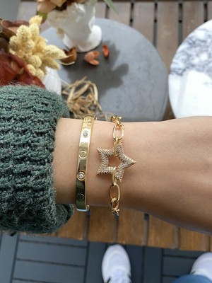 Jenny Daphne Kadın Altın Kaplama Bijuteri Bileklik Zirkon Taşlı 2 Li Set