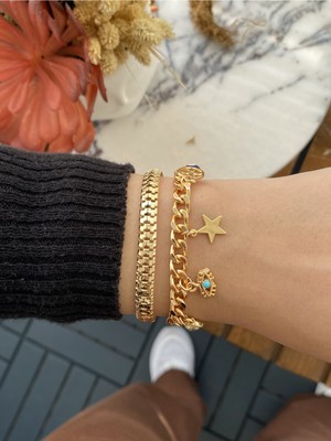 Jackferrero Kadın Altın Kaplama Bijuteri Bileklik Zirkon Taşlı 2 Li Set