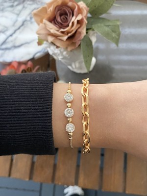 Jackferrero Kadın Altın Kaplama Bijuteri Bileklik Zirkon Taşlı 2 Li Set