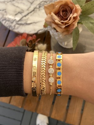 Jenny Daphne Kadın Altın Kaplama Bijuteri Bileklik Zirkon Taşlı 4 Lü Set