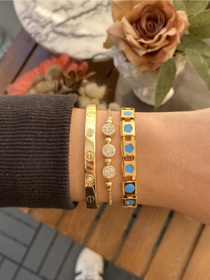 Jackferrero Kadın Altın Kaplama Bijuteri Bileklik Zirkon Taşlı 3 Lü Set