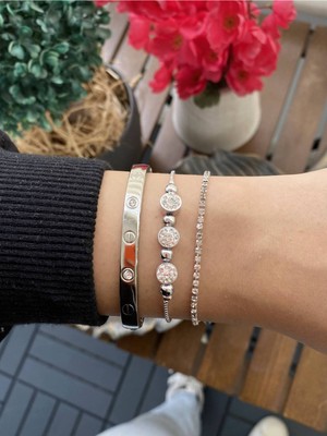 Jackferrero Kadın 3 Lü Set Gerçek Gümüş Kaplama Renk Atmaz Zirkon Taşlı Faturalı Garantili Hediye Paketli