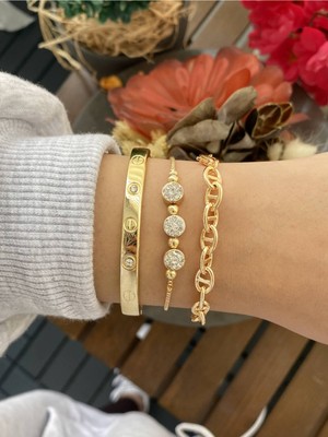 Jenny Daphne Kadın Gerçek 3 Lü  Bileklik Seti  Faturalı Renk Atmaz Garantili Hediye Paketli