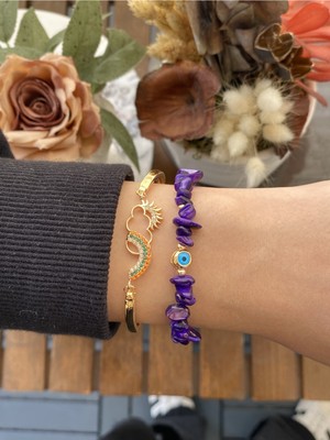 Jackferrero Kadın Altın Kaplama Bijuteri Bileklik Zirkon Taşlı 3 Lü Set