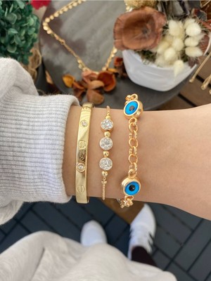 Jenny Daphne Kadın Gerçek 3 Lü  Bileklik Seti  Faturalı Renk Atmaz Garantili Hediye Paketli