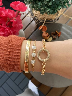 Jackferrero Gerçek Kadın 3 Lü Altın Kaplama  Bileklik  Faturalı Renk Atmaz Garantili Hediye Paketli