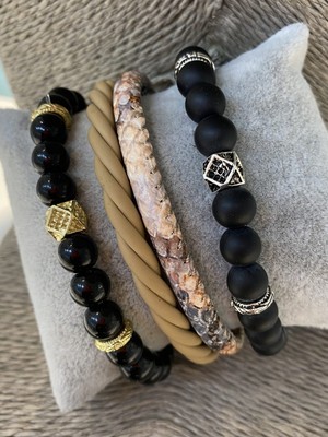 Jenny Daphne Erkek Gerçek Deri ve Doğaltaş Bileklik Kombin Faturalı Renk Atmaz Garantili Hediye Paketli