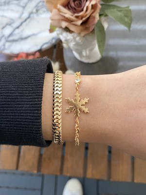 Jackferrero Kadın Altın Kaplama Bijuteri Bileklik Zirkon Taşlı 2 Li Set