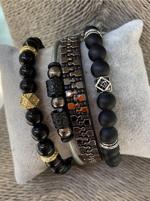 Jenny Daphne Erkek Gerçek Deri ve Doğaltaş Bileklik Kombin Faturalı Renk Atmaz Garantili Hediye Paketli