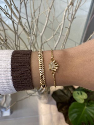 Jackferrero Kadın 2 Li Altın Kaplama  Renk Atmaz Bileklik Kombini