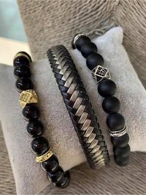 Jackferrero Erkek Gerçek Deri ve Doğaltaş Bileklik Kombin Faturalı Renk Atmaz Garantili Hediye Paketli