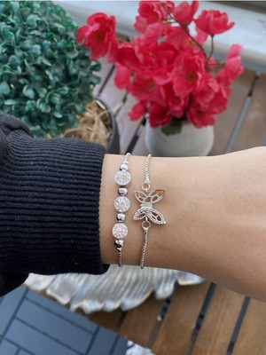 Jenny Daphne Kadın 2 Li Set Gerçek Gümüş Kaplama Renk Atmaz Zirkon Taşlı Faturalı Garantili Hediye Paketli