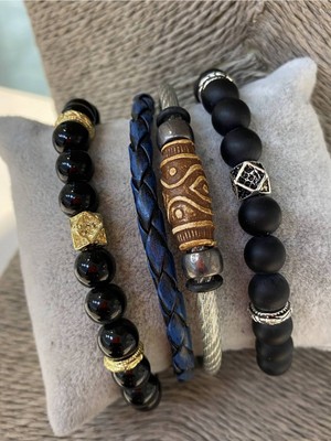 Jackferrero Erkek Gerçek Deri ve Doğaltaş Bileklik Kombin Faturalı Renk Atmaz Garantili Hediye Paketli