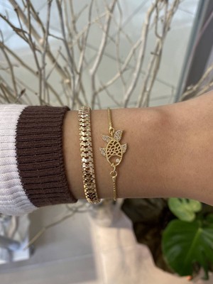 Jenny Daphne Kadın 2 Li Altın Kaplama  Renk Atmaz Bileklik Kombini