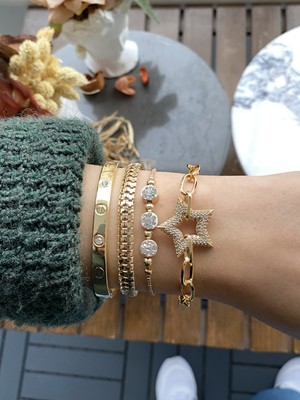 Jenny Daphne Kadın Altın Kaplama Bijuteri Bileklik Zirkon Taşlı 4 Lü Set