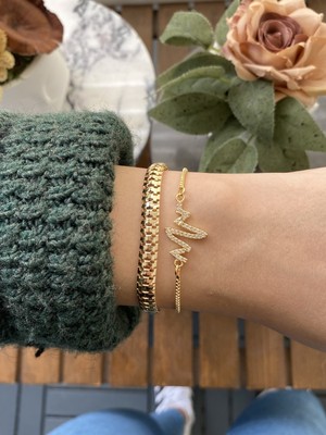 Jackferrero Kadın Altın Kaplama Bijuteri Bileklik Zirkon Taşlı 2 Li Set