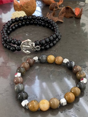 Jackferrero Gerçek Doğaltaş ve Çapa  Bileklik  Faturalı Renk Atmaz Garantili Hediye Paketli