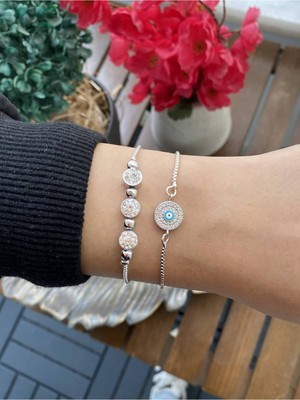 Jenny Daphne Kadın 2 Li Set Gerçek Gümüş Kaplama Renk Atmaz Zirkon Taşlı Faturalı Garantili Hediye Paketli