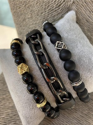 Jackferrero Erkek Gerçek Deri ve Doğaltaş Bileklik Kombin Faturalı Renk Atmaz Garantili Hediye Paketli