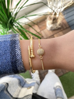 Jenny Daphne Kadın 2 Li Kombin Renk Atmaz Bileklik Seti