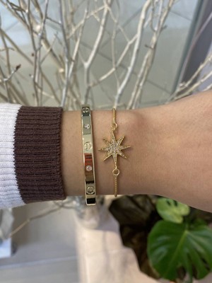 Jenny Daphne Kadın 2 Li Altın Kaplama  Renk Atmaz Bileklik Kombini