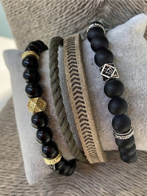 Jenny Daphne Erkek Gerçek Deri ve Doğaltaş Bileklik Kombin Faturalı Renk Atmaz Garantili Hediye Paketli