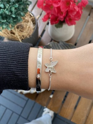 Jenny Daphne Kadın 2 Li Set Gerçek Gümüş Kaplama Renk Atmaz Zirkon Taşlı Faturalı Garantili Hediye Paketli