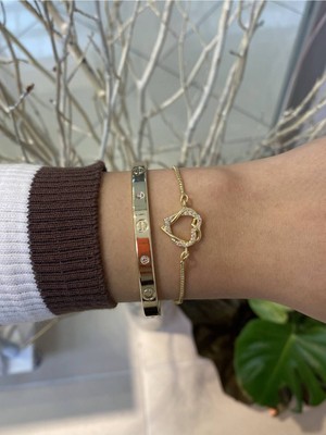 Jenny Daphne Kadın 2 Li Altın Kaplama  Renk Atmaz Bileklik Kombini