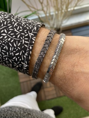 Jenny Daphne Erkek Hematit Doğataş  Renk Atmaz Bileklik 2 Li Kombin