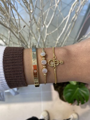 Jenny Daphne Kadın 3 Lü Altın Kaplama  Renk Atmaz Bileklik Kombini