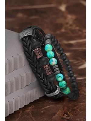 Jackferrero  Erkek Deri ve Doğaltaş Bileklik