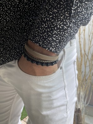 Jenny Daphne Erkek Deri ve Doğaltaş  Bileklik Kombin Gerçek Ürün Renk Atmaz