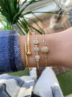 Jenny Daphne Kadın 3 Lü Kombin Renk Atmaz Bileklik Seti