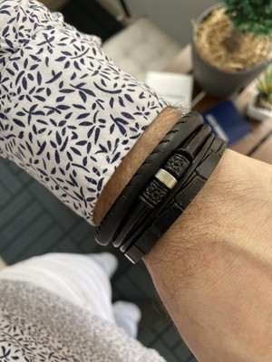 Jackferrero Özel Tasarım Gerçek  Kombin Hematit Taşı Makrome El Örgüsü Erkek Bileklik